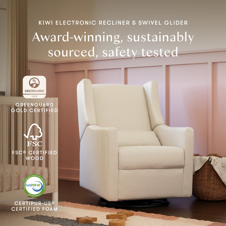 Eco-Weave Cream Performance Swivel Recliner Armchair with USB