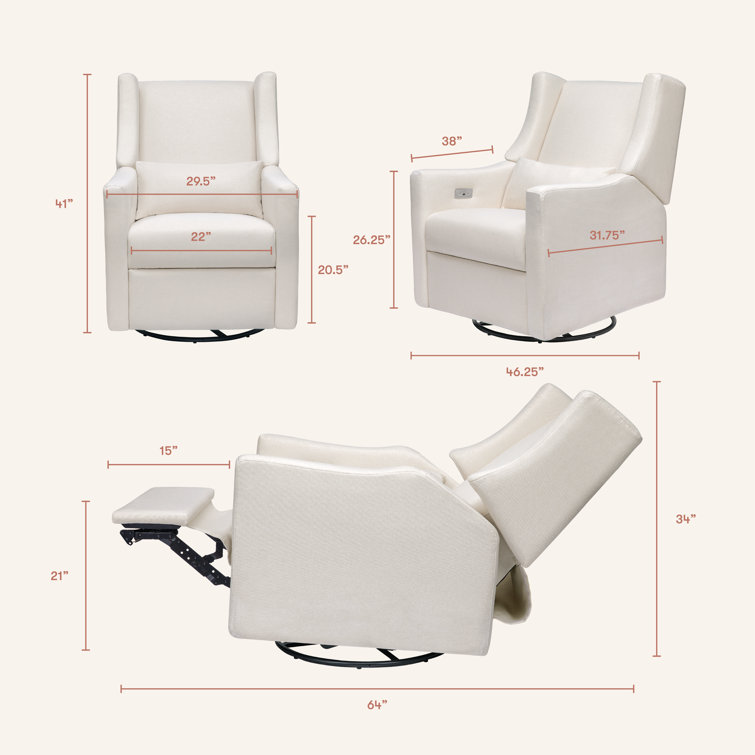 Eco-Weave Cream Performance Swivel Recliner Armchair with USB