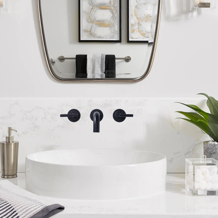 Matte Black Brass Wall Mounted Roman Tub Faucet with Lever Handles