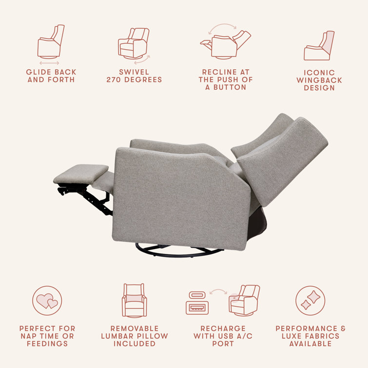 Eco-Weave Grey Performance Swivel Reclining Armchair with USB