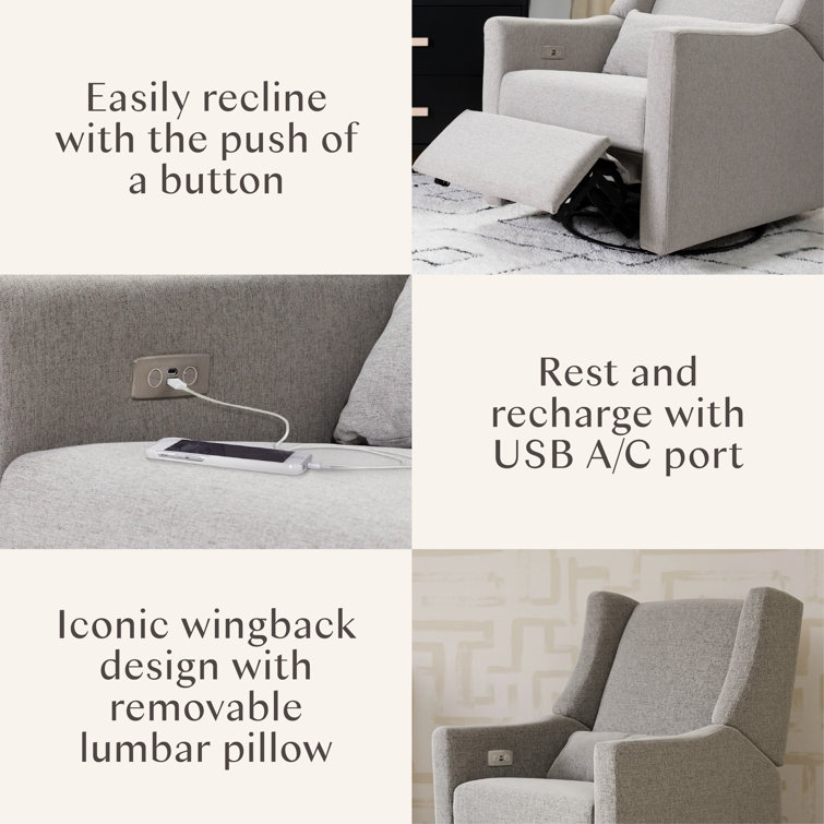 Eco-Weave Grey Performance Swivel Reclining Armchair with USB