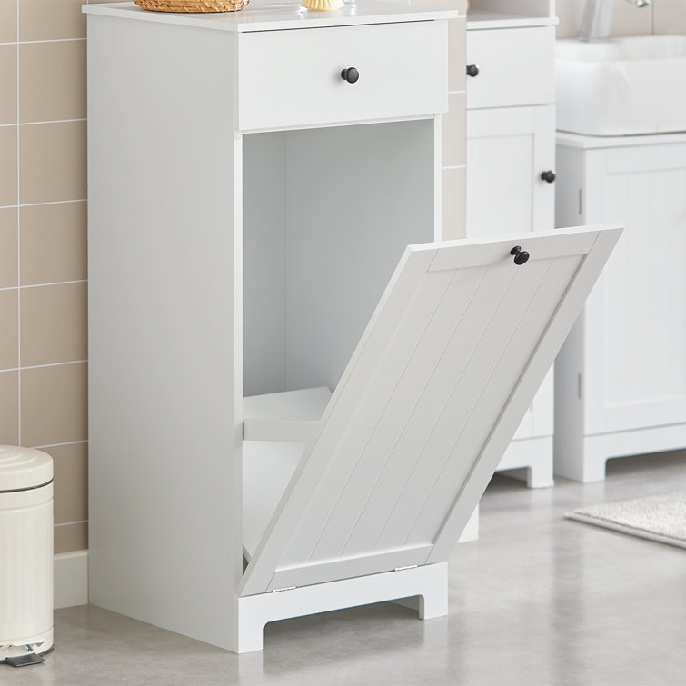 White MDF Tilt-Out Laundry Hamper with Removable Basket