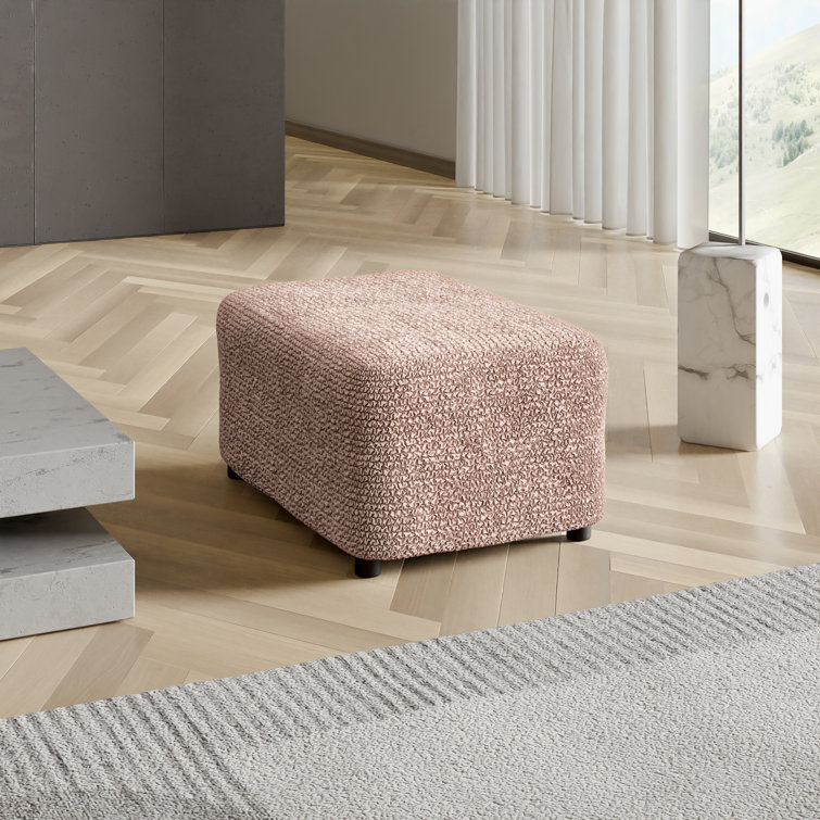 Tapioca Polyester Blend Stretch Ottoman Slipcover