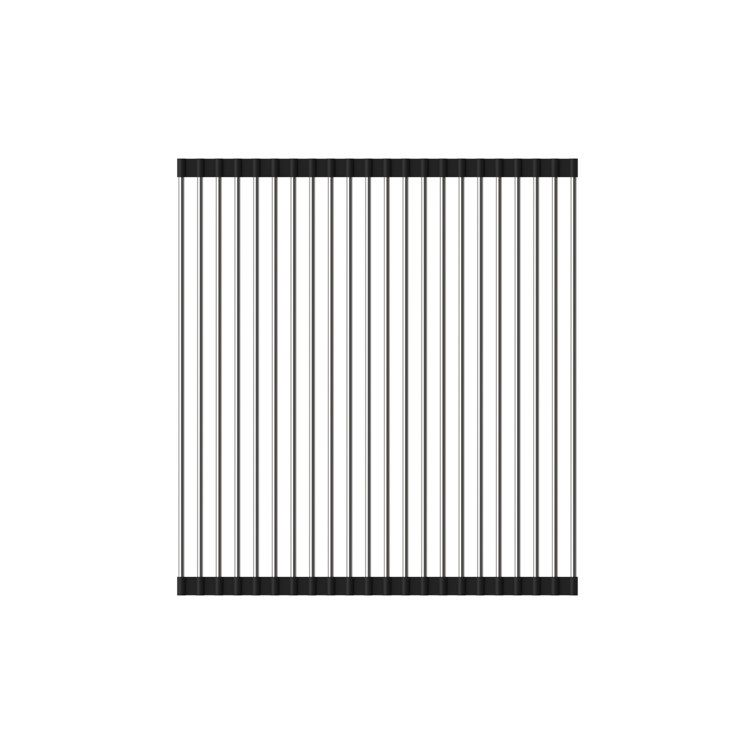 15" x 17" Stainless Steel Roll-Up Sink Grid with Black Ends