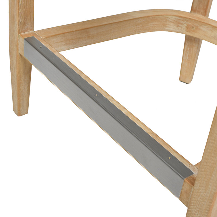 Ivory Boucle Upholstered Solid Wood Counter Stool with Cane Back