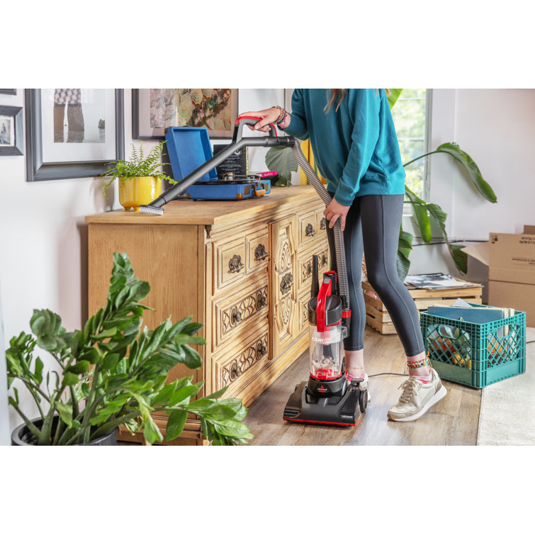 Compact Black and Red Bagless Upright Vacuum Cleaner