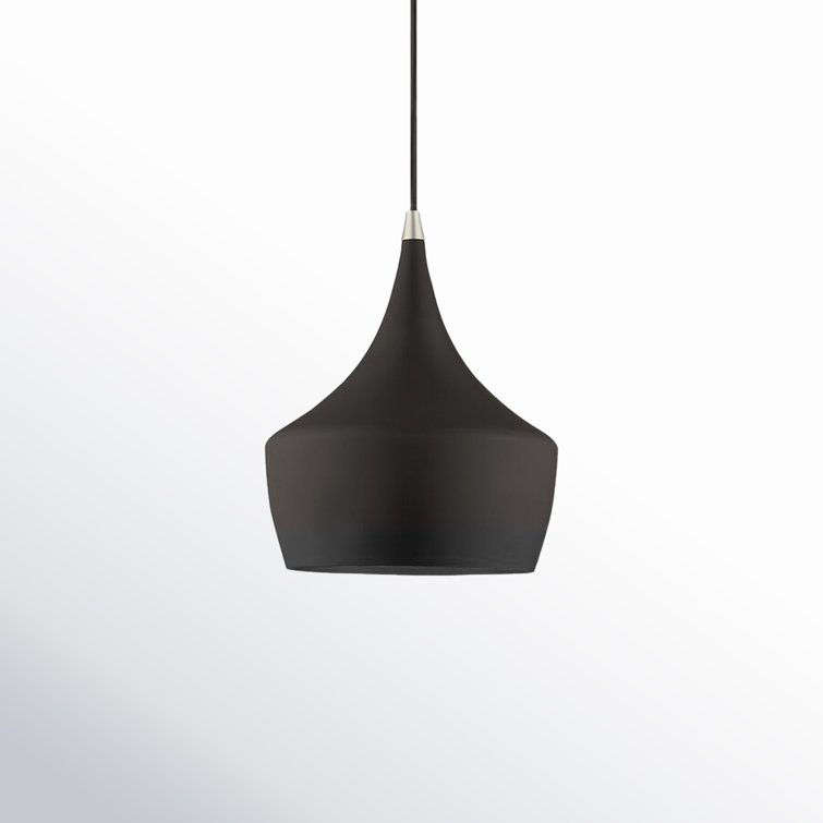 Contemporary Mini Pendant with Black Metal Shade and Gold Finish Inside