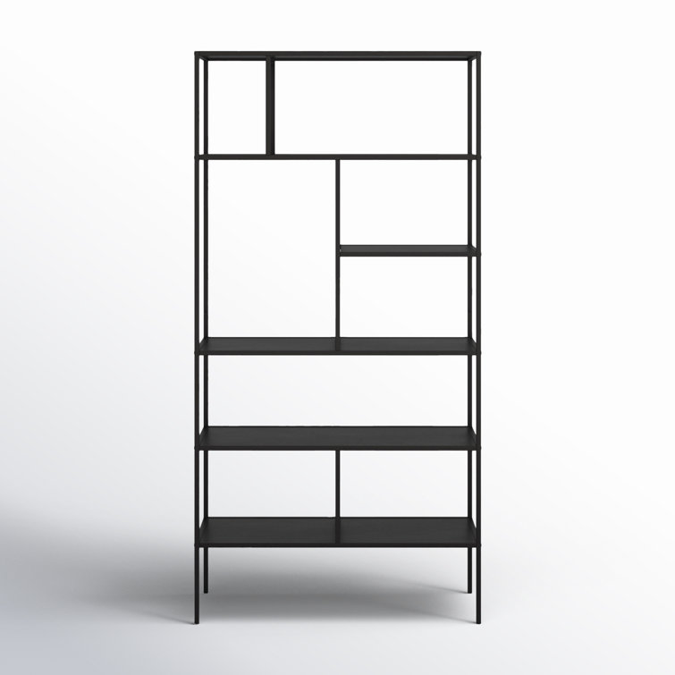 Industrial 5-Tier Blackened Bronze Metal Bookcase, 72" Tall