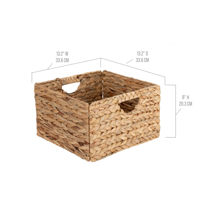 Natural Woven Hyacinth and Steel Square Storage Basket Set