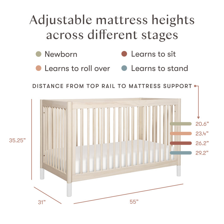 Washed Natural and White Pine 4-in-1 Convertible Toddler Crib