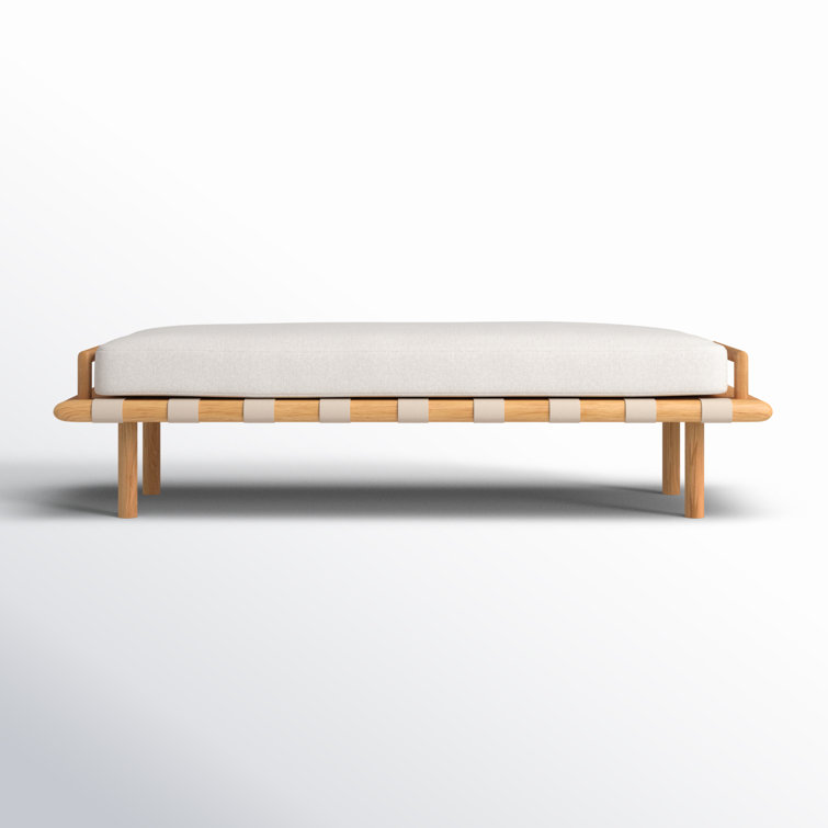 Constantine Natural Teak and White Linen Contemporary Bench