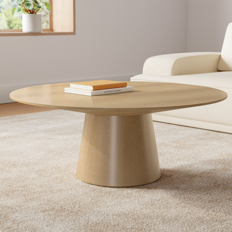 Oak Round Pedestal Base Coffee Table