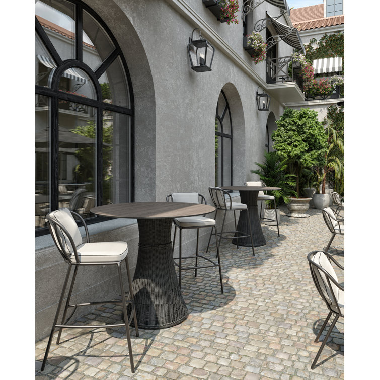 Carbon Aluminum 4-Person Outdoor Bar Dining Set with Cushions