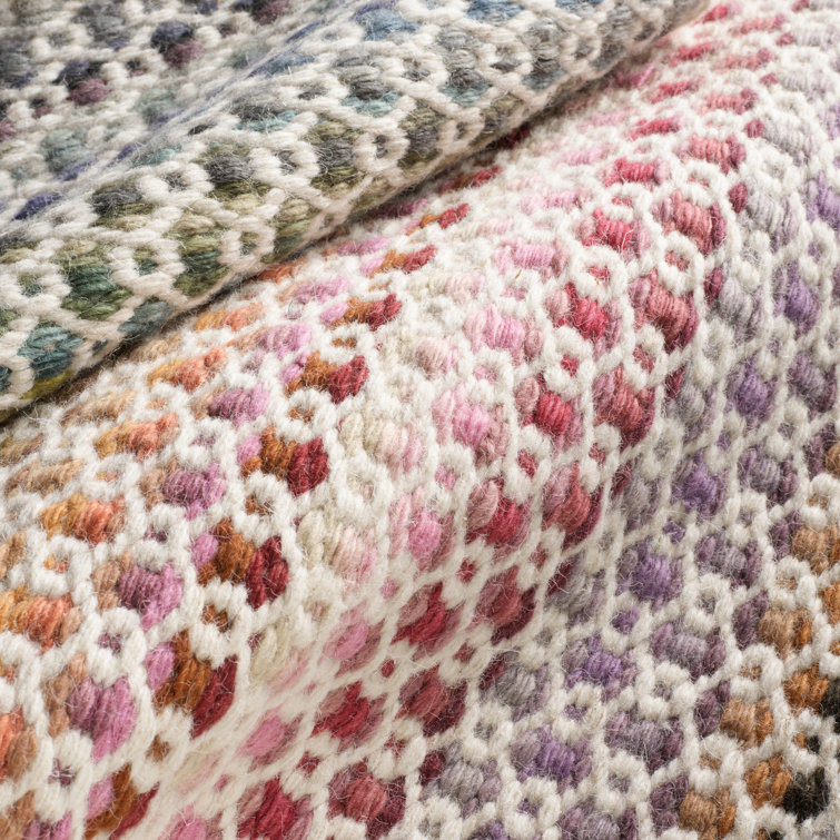 Ivory and Multicolor Flat Woven Wool Stripe Rug, 10' x 14'