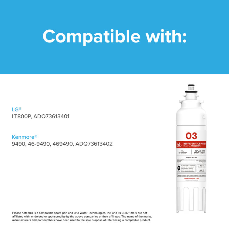 Brio White Carbon Charcoal Refrigerator Water Filter