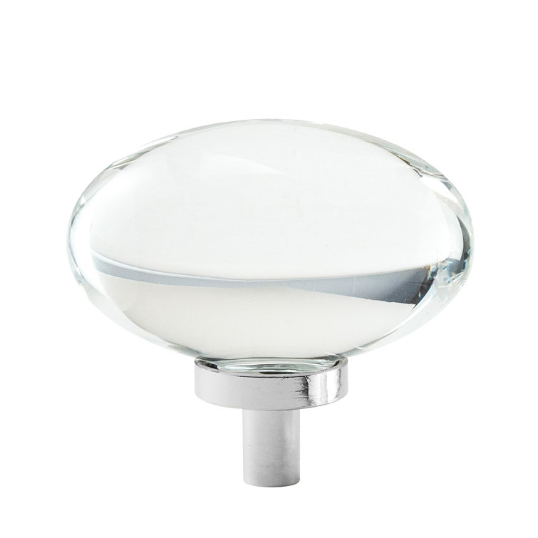 Oval Clear and Polished Chrome Modern Cabinet Knob