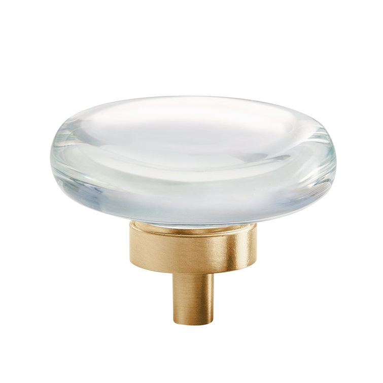 Clear and Bronze Round Glass Cabinet Knob with Mounting Hardware