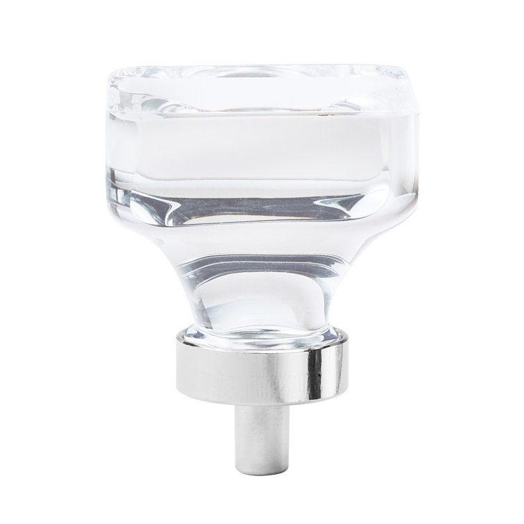 Clear Crystal and Polished Chrome Square Cabinet Knob