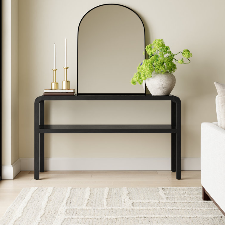 Omara Sleek Black Solid Wood 53'' Modern Console Table with Storage