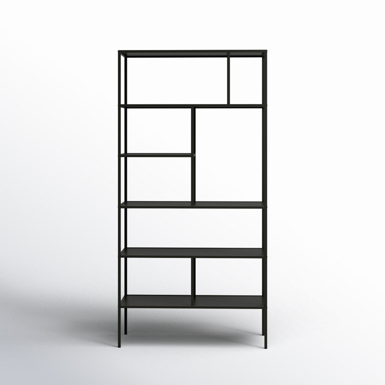 Industrial 5-Tier Blackened Bronze Metal Bookcase, 72" Tall