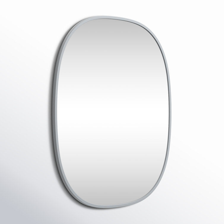 Silver Metal Framed Oval Full Length Vanity Mirror