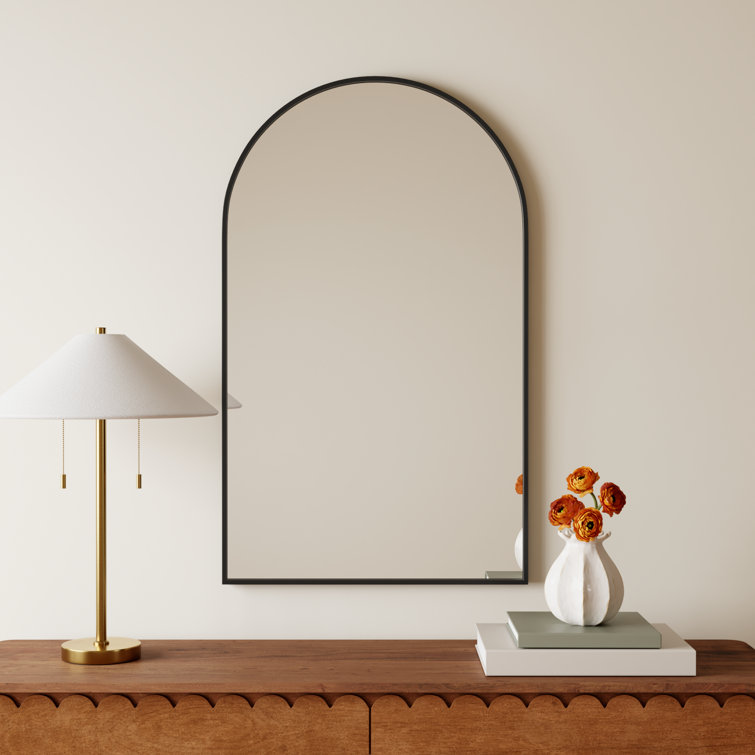 Black Arch Metal Frame Rectangular Wall Mirror