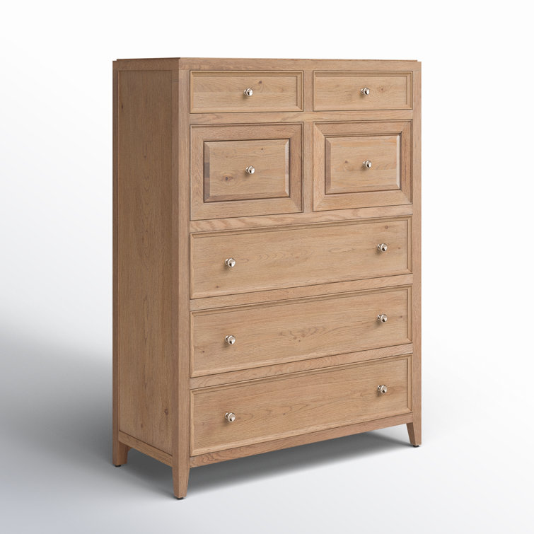 Tall Brown Knotty Oak Coastal Chest with Soft Close Drawer