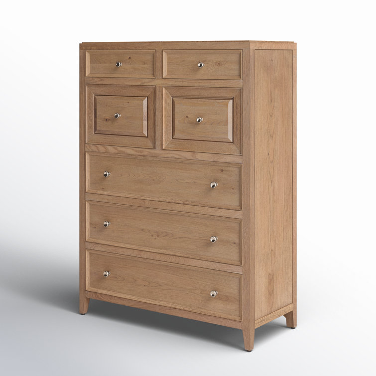 Tall Brown Knotty Oak Coastal Chest with Soft Close Drawer