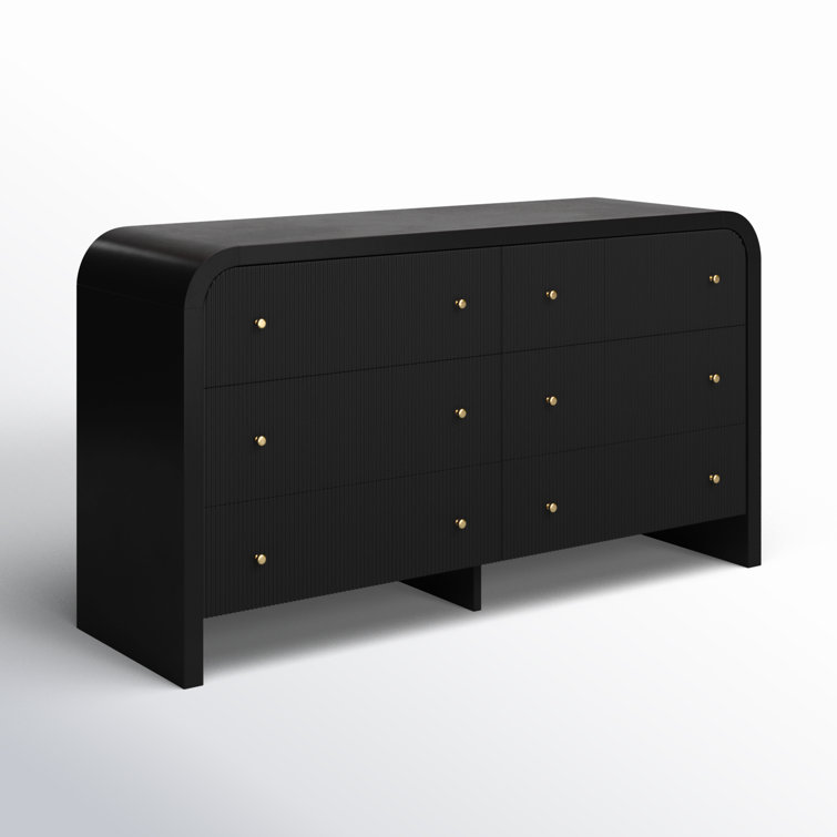 Liabella Black and Gold 6-Drawer Double Dresser