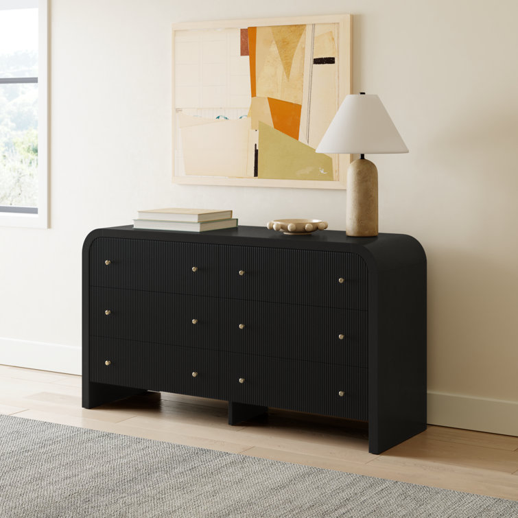 Liabella Black and Gold 6-Drawer Double Dresser