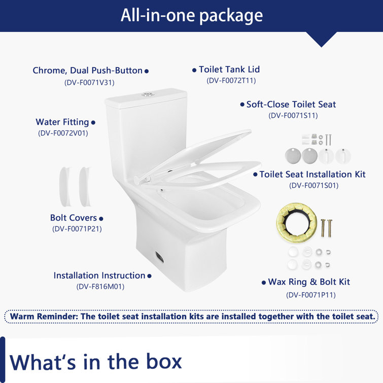 Ace White Ceramic Dual-Flush Elongated One-Piece Toilet