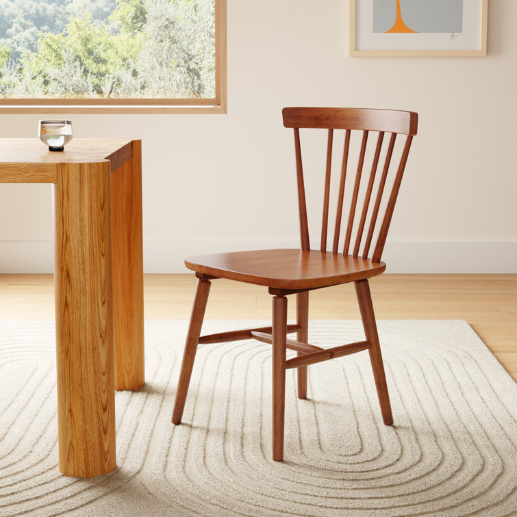 Walnut High Back Slat Wood Side Chair