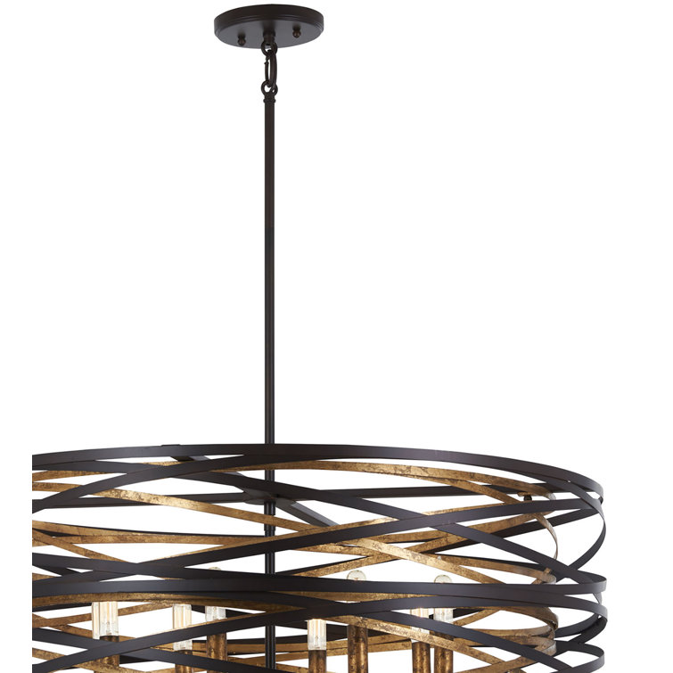 Vortic Flow Dark Bronze and Mosaic Gold 8-Light Contemporary Pendant
