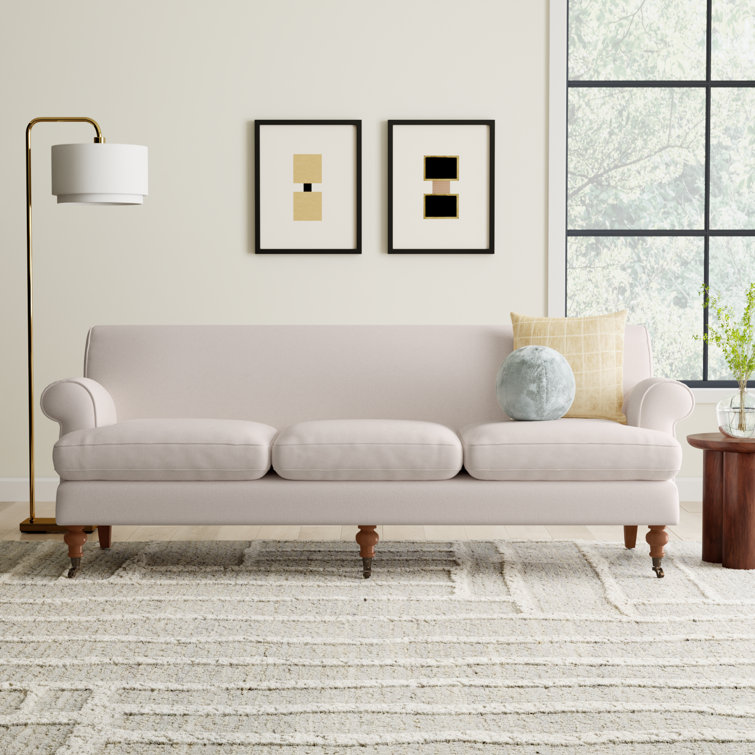 Alana Lawson 88'' Sky Neutral Velvet Upholstered Sofa