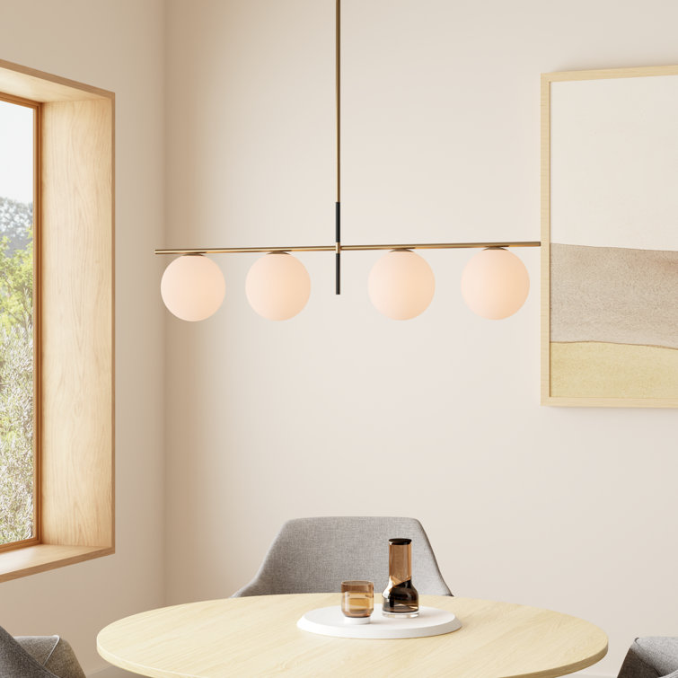 Elegance Defined Satin Brass & Black 4-Light Pendant with Satin White Glass