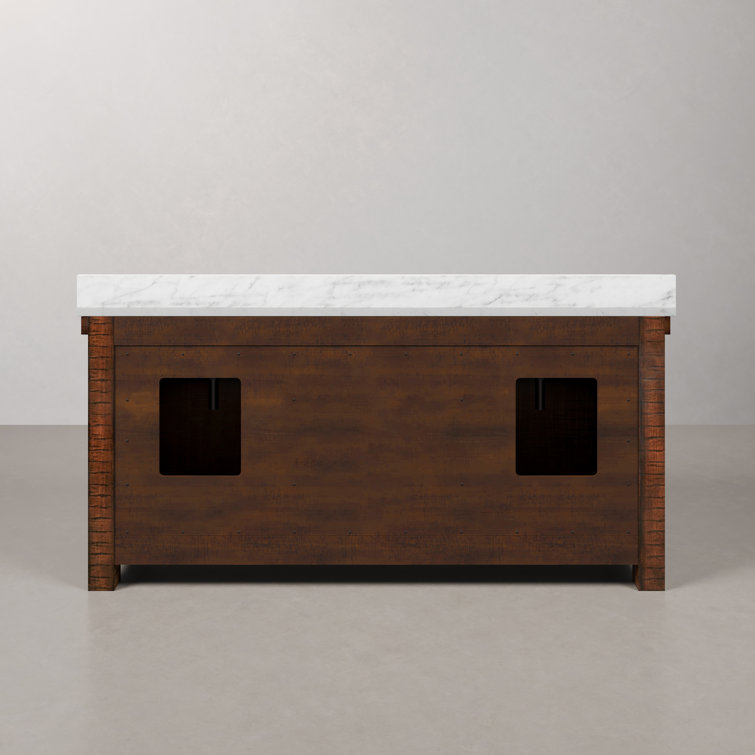 Aberdeen 72" Double Sink Rustic Sierra Vanity with Carrara White Marble Top