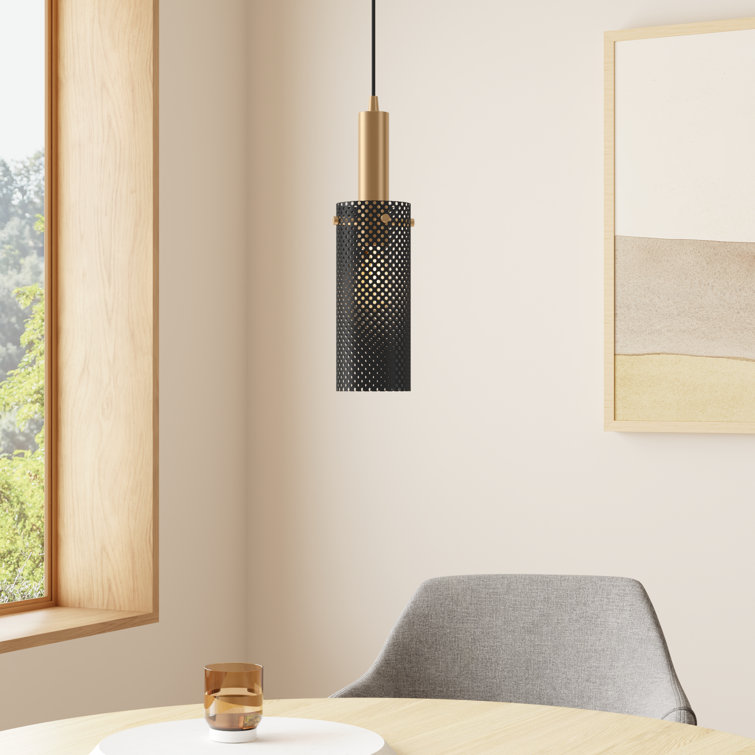Matte Black and Satin Brass 3.5" Mini Globe Pendant Light