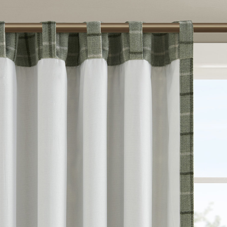 Green Plaid Thermal Fleece Lined Curtain Panel, 50" x 84"