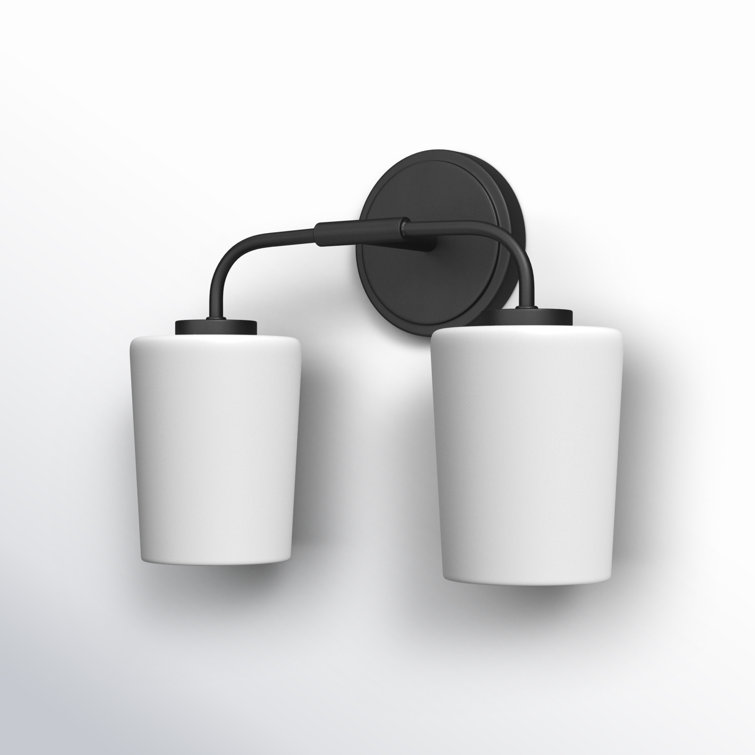 Lark Fitz 2-Light Black Dimmable Vanity Light with Etched Opal Shade