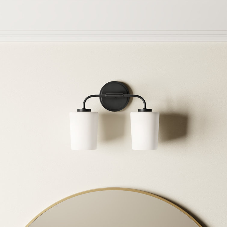 Lark Fitz 2-Light Black Dimmable Vanity Light with Etched Opal Shade