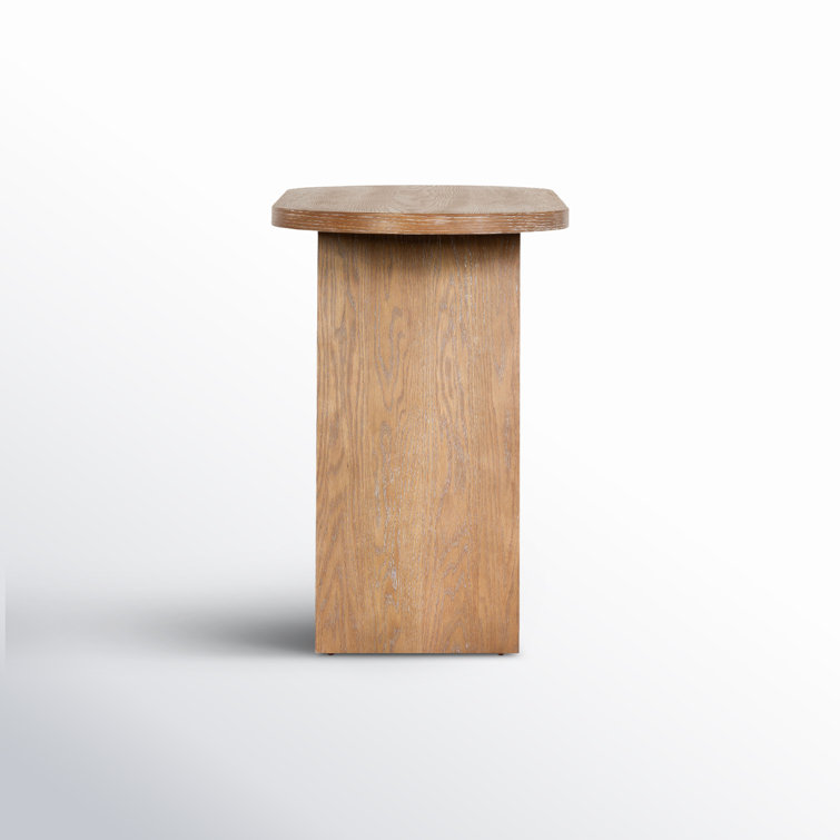 Rustic Oak Wood Console Table with Storage Shelf
