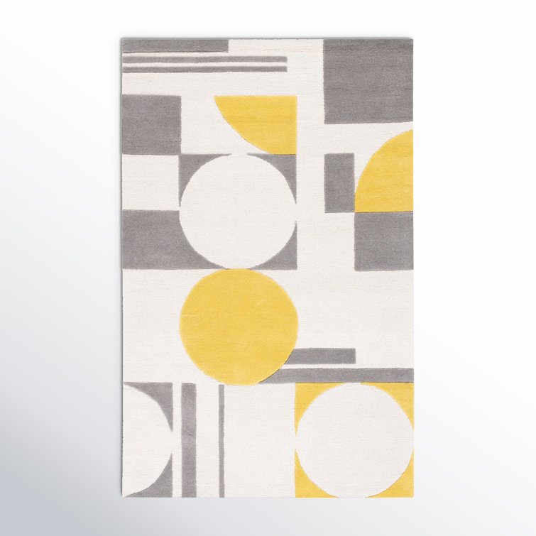 Gray and Yellow Hand-Tufted Wool 6' x 9' Area Rug