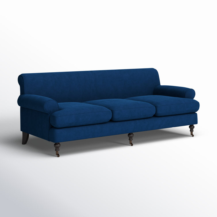 Alana Navy Blue Velvet Lawson Sofa with Removable Cushions