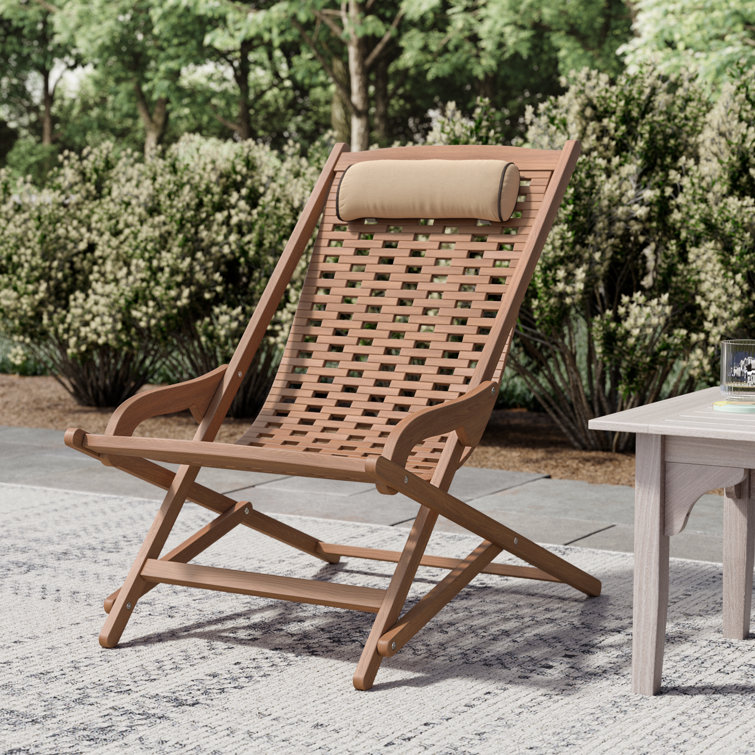 Classic Eucalyptus Wood Brown Outdoor Swing Lounger with Pillow