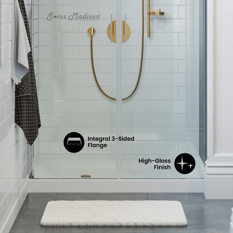 Voltaire 48" x 36" White Acrylic Single-Threshold Shower Base