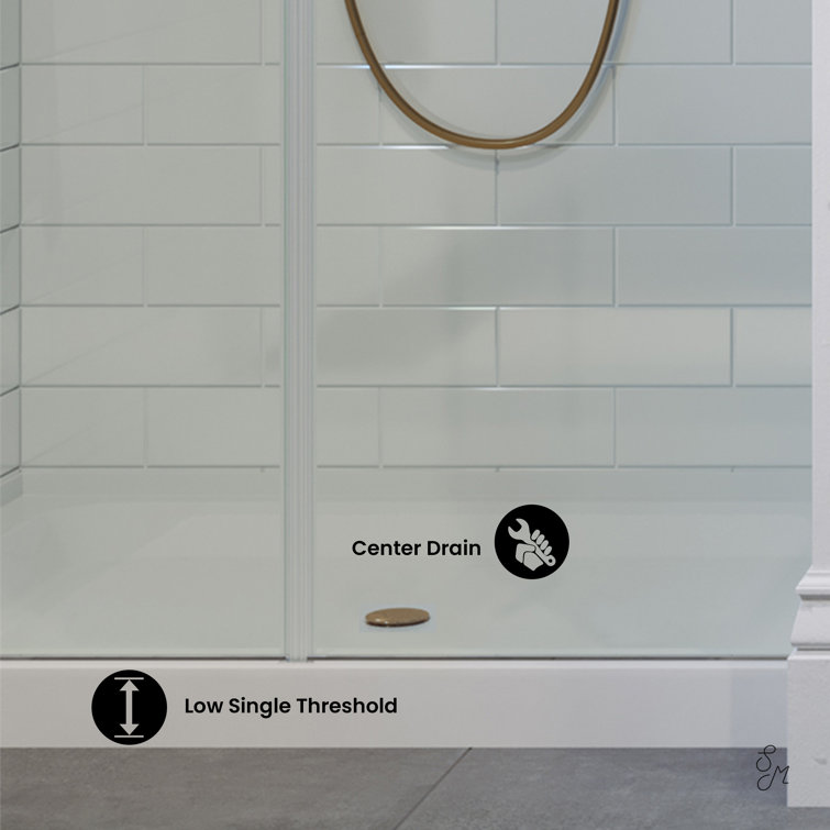 Voltaire 48" x 36" Black Acrylic Single-Threshold Shower Base