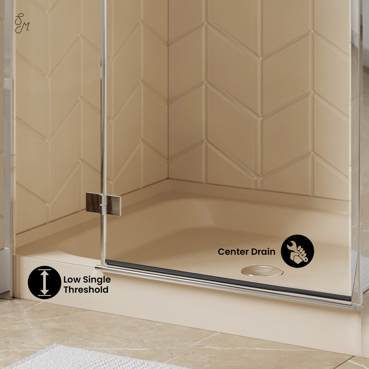 Voltaire 48" x 36" Biscuit Acrylic Shower Base with Left-Hand Drain