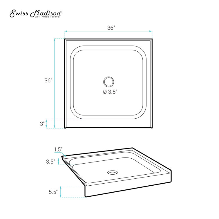 Voltaire 48" x 36" Biscuit Acrylic Shower Base with Left-Hand Drain