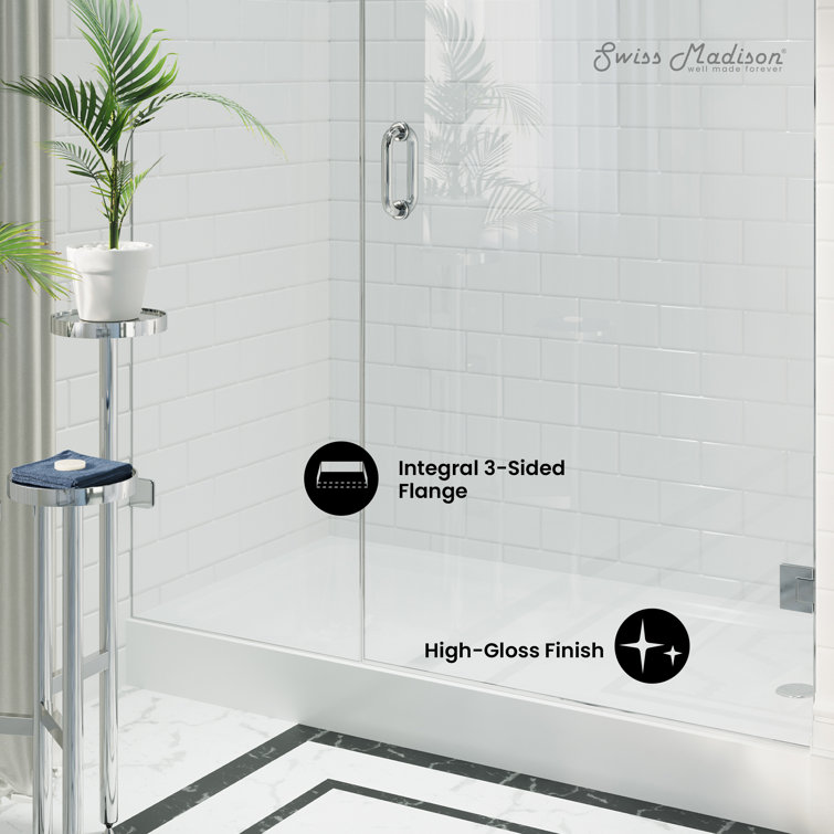 Voltaire 60" x 32" White Acrylic Shower Base with Right-Hand Drain
