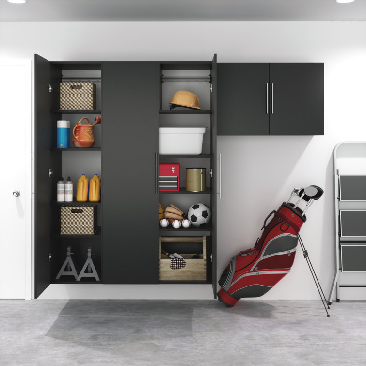 Black Laminated Composite Wall Mounted Storage Cabinet with Adjustable Shelves